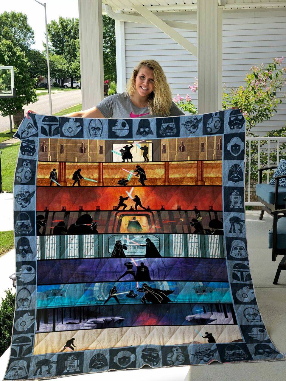 Star Wars 9 Movies Art Quilt Blanket and Home Decor