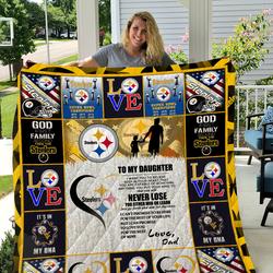 Steelers - To My Daughter - Love Dad Quilt and Home Decor