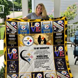 Steelers - To My Daughter - Love Mom Quilt and Home Decor