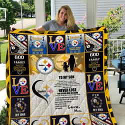 Steelers - To My Son - Love Mom Quilt and Home Decor