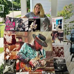 Stevie Ray Vaughan Style 2 Quilt Blanket and Home Decor