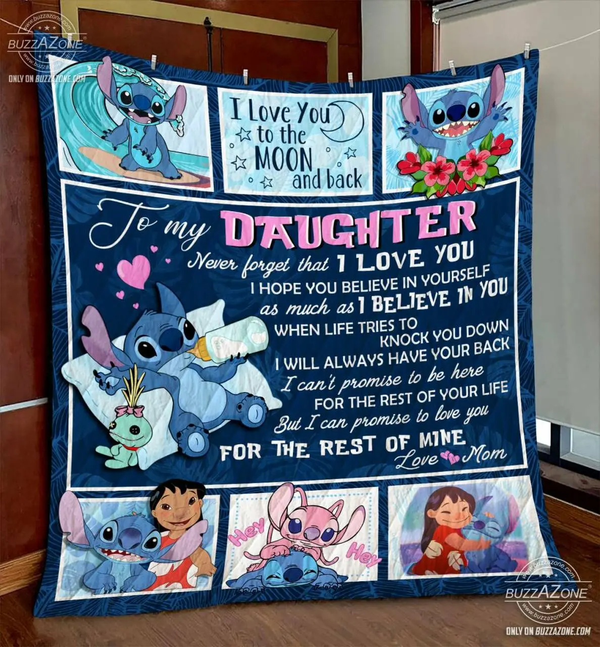 Stitch Daughter Mom Have Your Back Quilt Gg and Home Decor