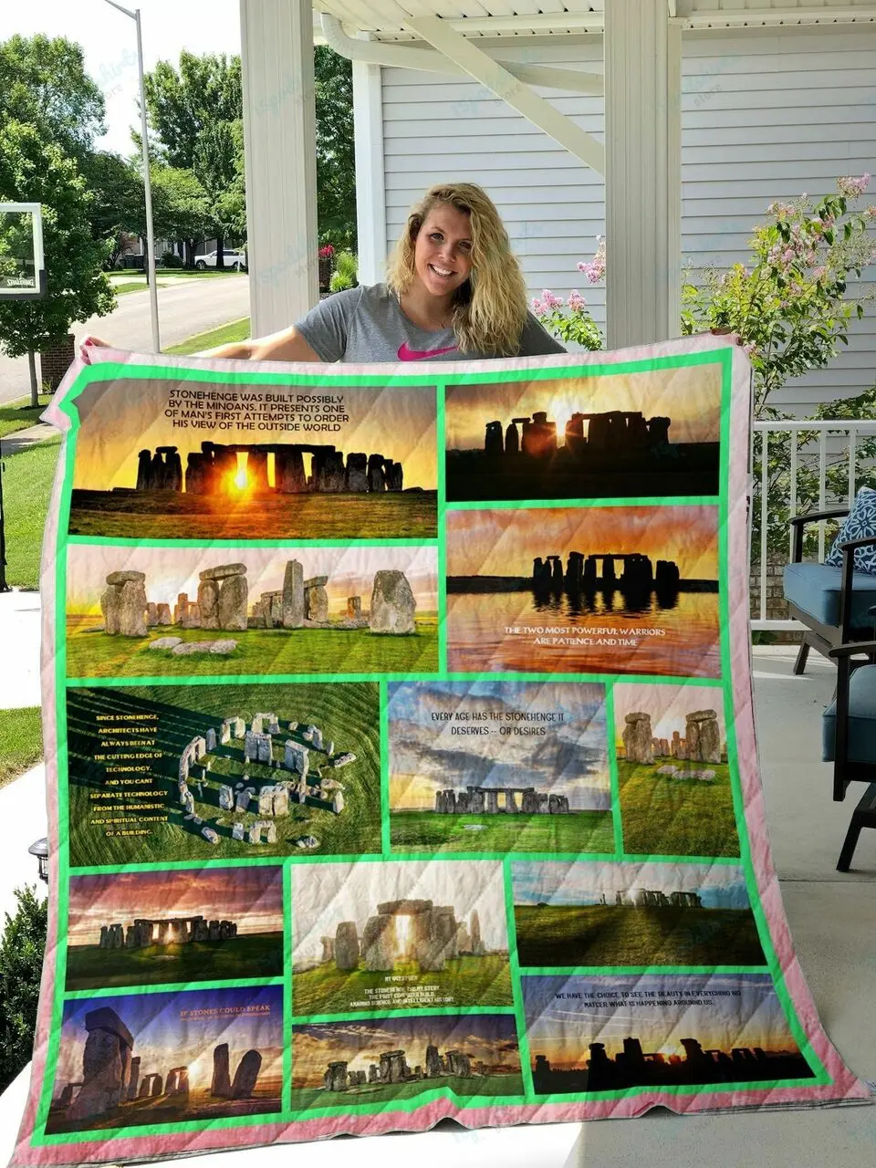 Stonehenge Sunrise Quilt Blanket and Home Decor