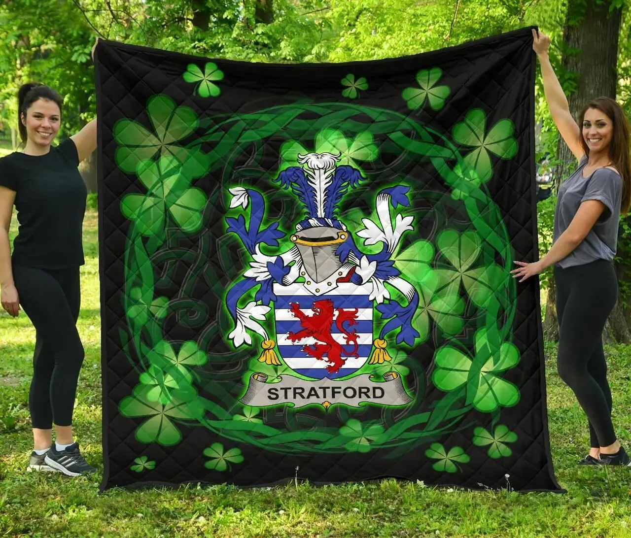 Stratford Ireland Irish Celtic Shamrock Knot Circle JFJ13156 3D Customized Quilt 2707 and Home Decor