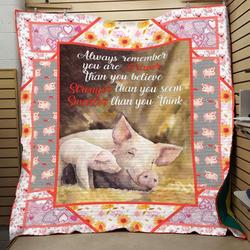 Stronger Than You Seen Pig Quilt and Home Decor