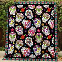 Sugar Skull Colorful Floral Quilt Blanket Dhc0201201280Td and Home Decor