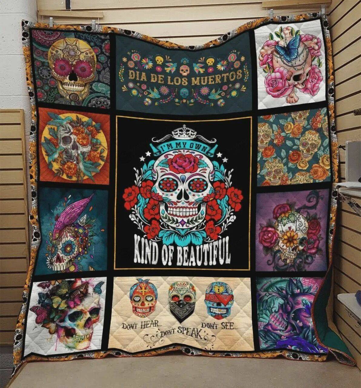 Sugar Skull Once Voice Kind Of Beautiful Quilt Blanket Great Customized Blanket Gifts For Birthday Christmas Thanksgiving and Home Decor