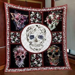 Sugar Skull Quilt Blanket Ver 2  Quilt and Home Decor