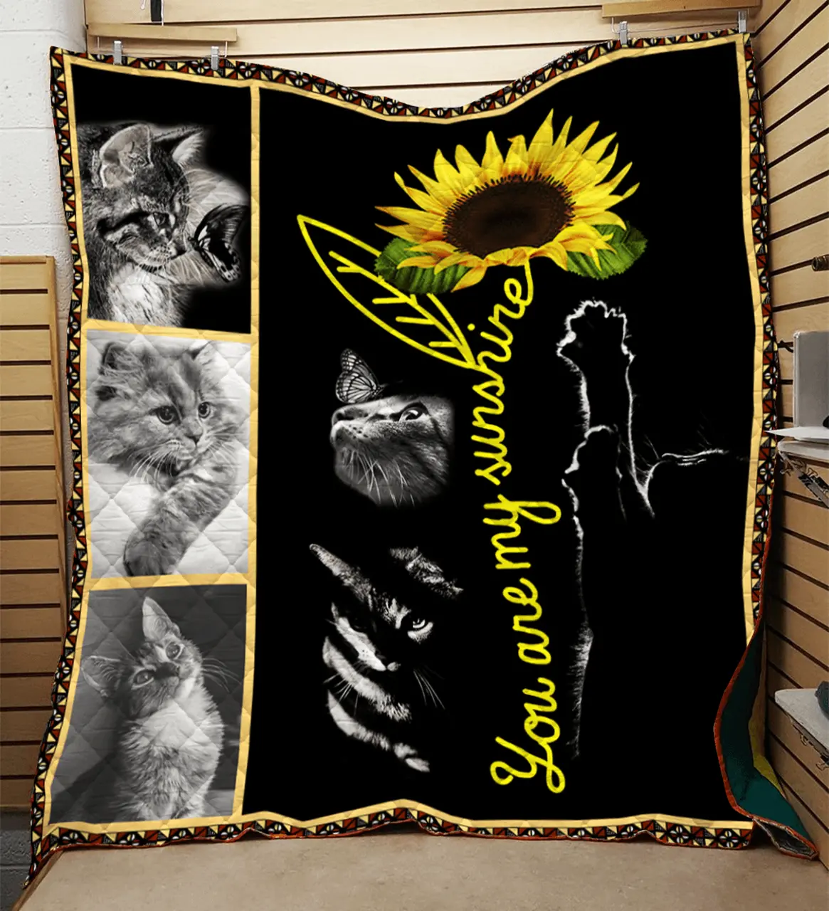 Sunflower And Cat Quilt Iif and Home Decor