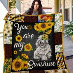 Sunflower Bichon Frise You Are My Sunshine Quilt Blanket Great Customized Gifts For Birthday Christmas Thanksgiving Perfect Gifts For Sunflower Lover and Home Decor