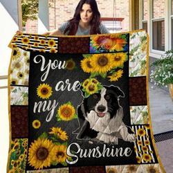 Sunflower Border Collie You Are My Sunshine Quilt Blanket Great Customized Blanket Gifts For Birthday Christmas Thanksgiving and Home Decor