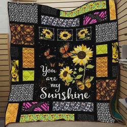 Sunflower Butterfly You Are My Sunshine Quilt Blanket Great Customized Blanket Gifts For Birthday Christmas Thanksgiving and Home Decor