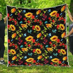 Sunflower Floral Cl17100574Mdq Quilt Blanket and Home Decor