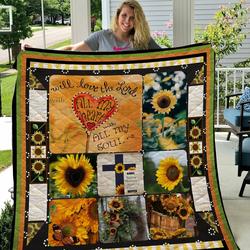 Sunflower  I Will Love Lord Quilt Blanket  Quilt and Home Decor
