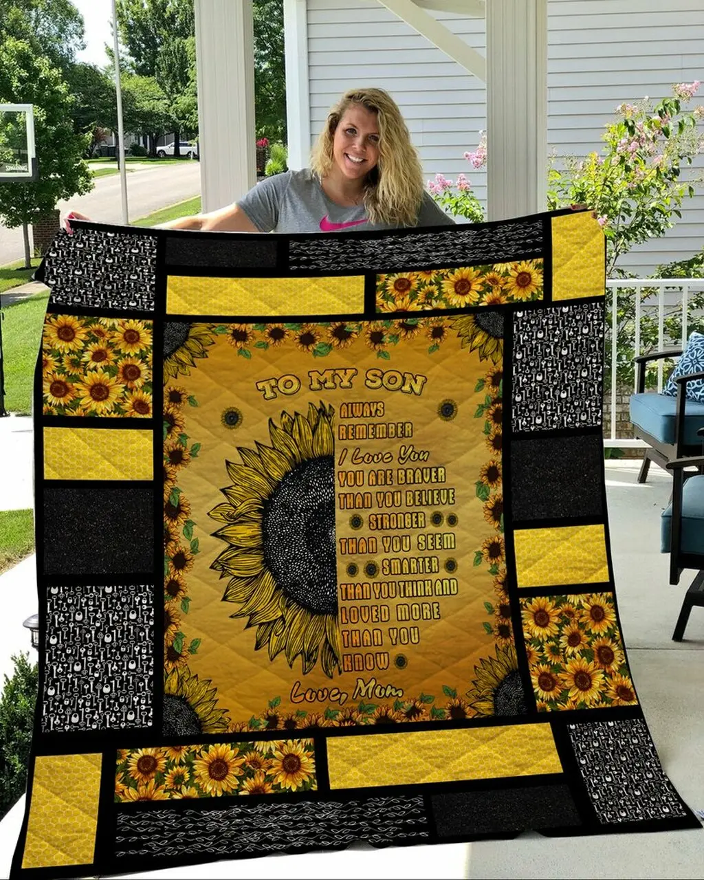 Sunflower - To My Son Quilt and Home Decor