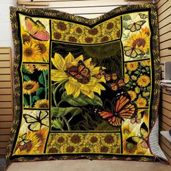Sunflowers And Butterflies JFJ13325 3D Customized Quilt 2707 and Home Decor