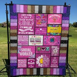 Super Awesome Social Worker Quilt Blanket Lk08  Quilt and Home Decor