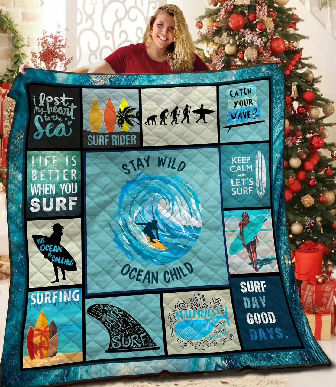 Surfer JFJ13381 3D Customized Quilt 2707 and Home Decor