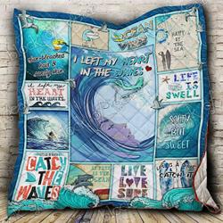 Surfing I Left My Heart In The Waves Quilt Blanket Great Customized Blanket Gifts For Birthday Christmas Thanksgiving and Home Decor