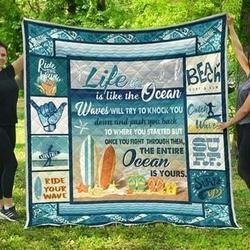 Surfing Life Is Like The Ocean Ah Quilt Derqbh and Home Decor