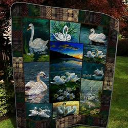 Swan On The Lake At The Sunset Quilt Blanket Great Customized Blanket Gifts For Birthday Christmas Thanksgiving and Home Decor