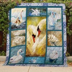 Swan On The Lake Quilt Blanket Great Customized Blanket Gifts For Birthday Christmas Thanksgiving and Home Decor