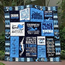 Swimmer Don T Quit Quitter Don T Swim Quilt Blanket Tt99  Quilt and Home Decor