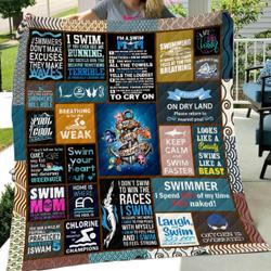 Swimming Art Quilt and Home Decor