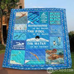 Swimming Is My Sport Quilt Blanket Vq06  Quilt and Home Decor