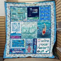 Swimming JFJ13414 3D Customized Quilt 2707 and Home Decor