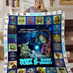 Ta Baby Yoda Baby Groot Quilt Blanket and Home Decor