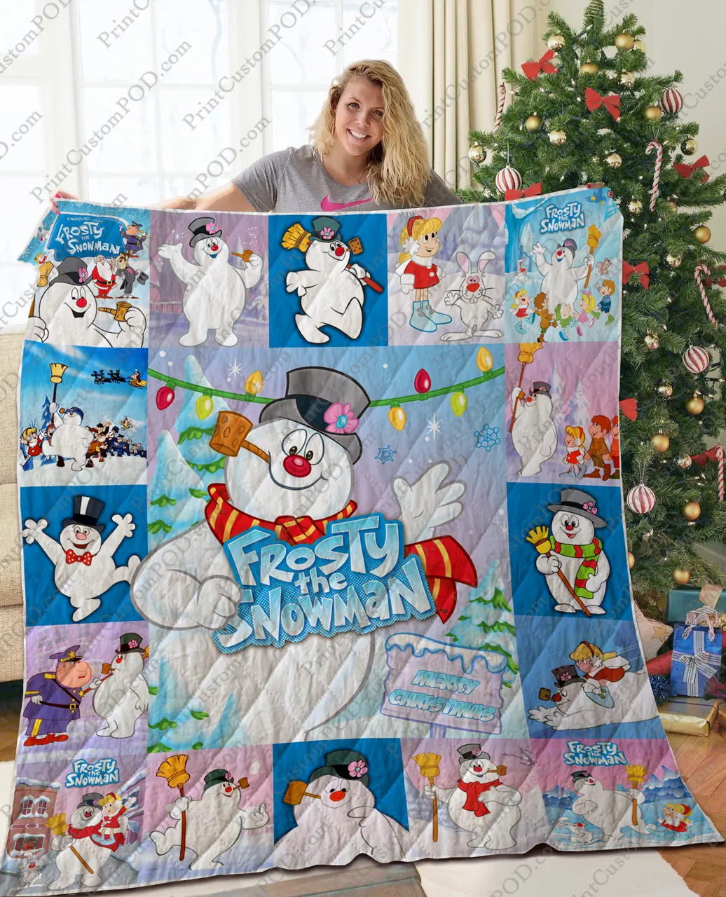 Ta - Frosty The Snowman Quilt Blanket and Home Decor