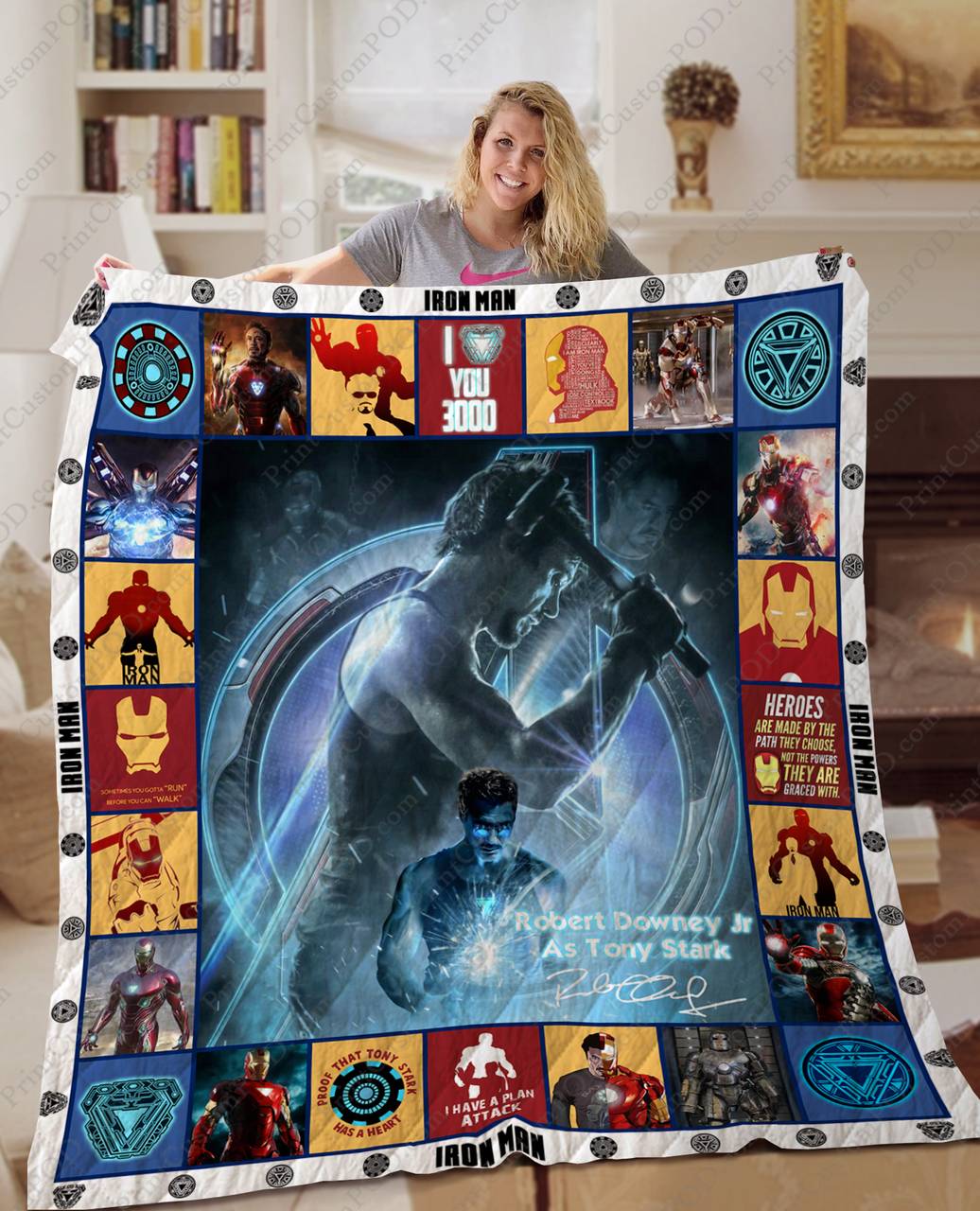 Ta - Iron Man Tony Stark Quilt Blanket Ver 2 and Home Decor