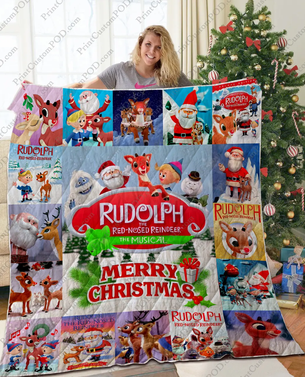 Ta - Red Nosed Reindeer Quilt Blanket and Home Decor