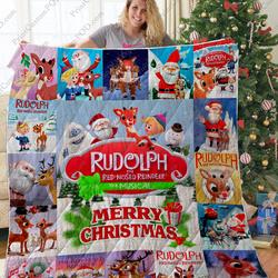 Ta - Red Nosed Reindeer Quilt Blanket and Home Decor
