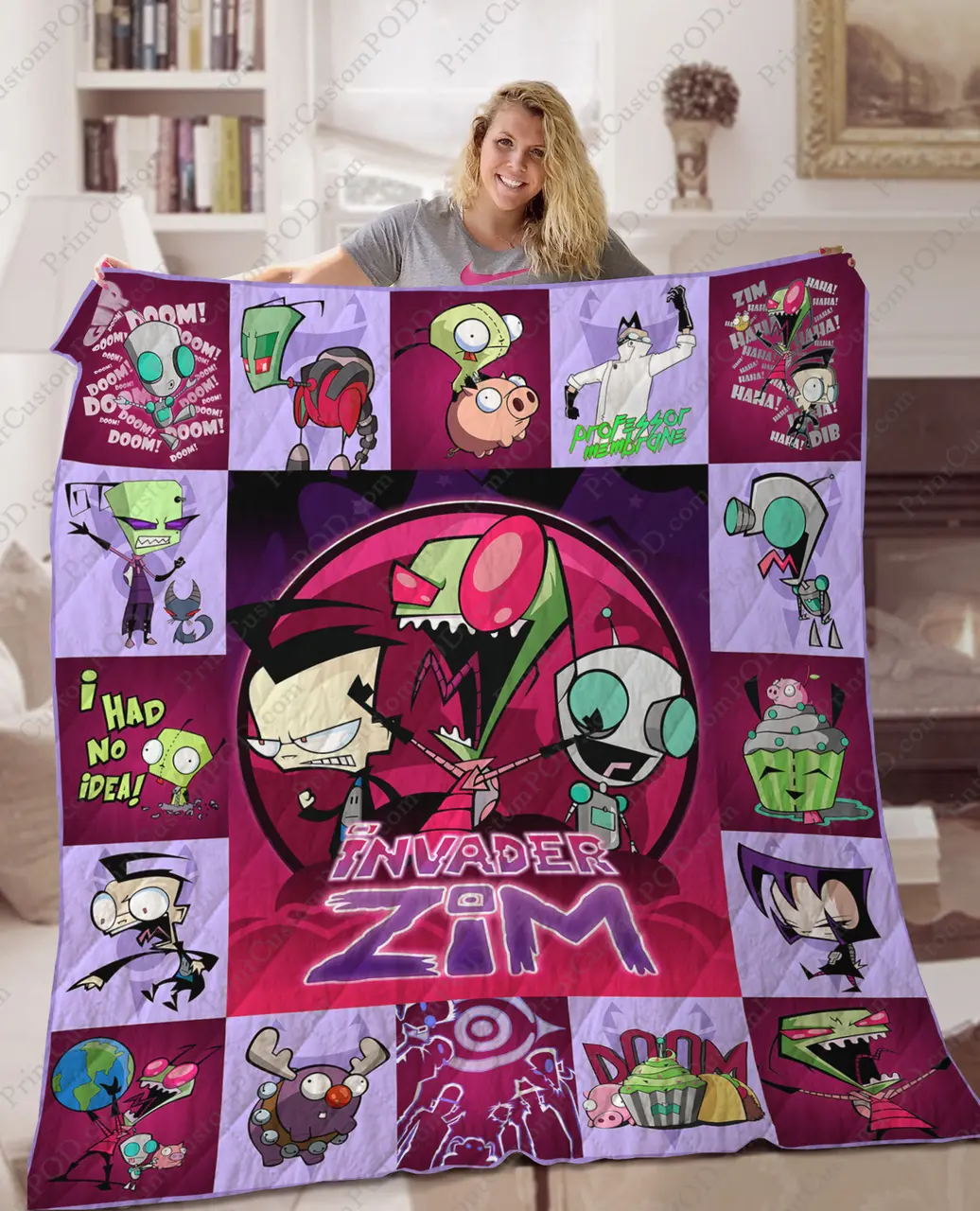 Ta - Zim Invader Quilt Blanket Ver 2 and Home Decor