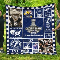 Tampa Bay Lightning Hockey Quilt Blanket Fan Gift and Home Decor