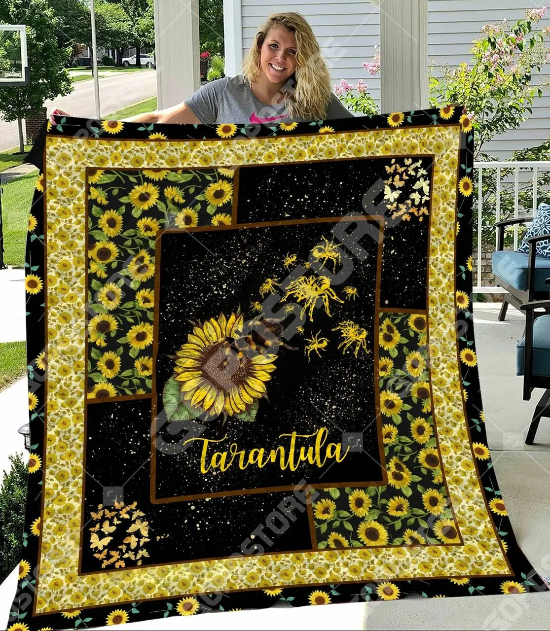 Tarantula Lovers Sunflower 3D Personalized Customized Quilt Blanket 1329 and Home Decor