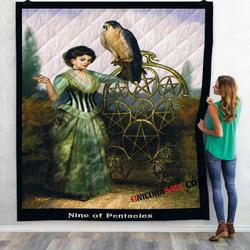 Tarot Card 9 Of Pentacles 3D Customized Personalized Quilt Blanket and Home Decor