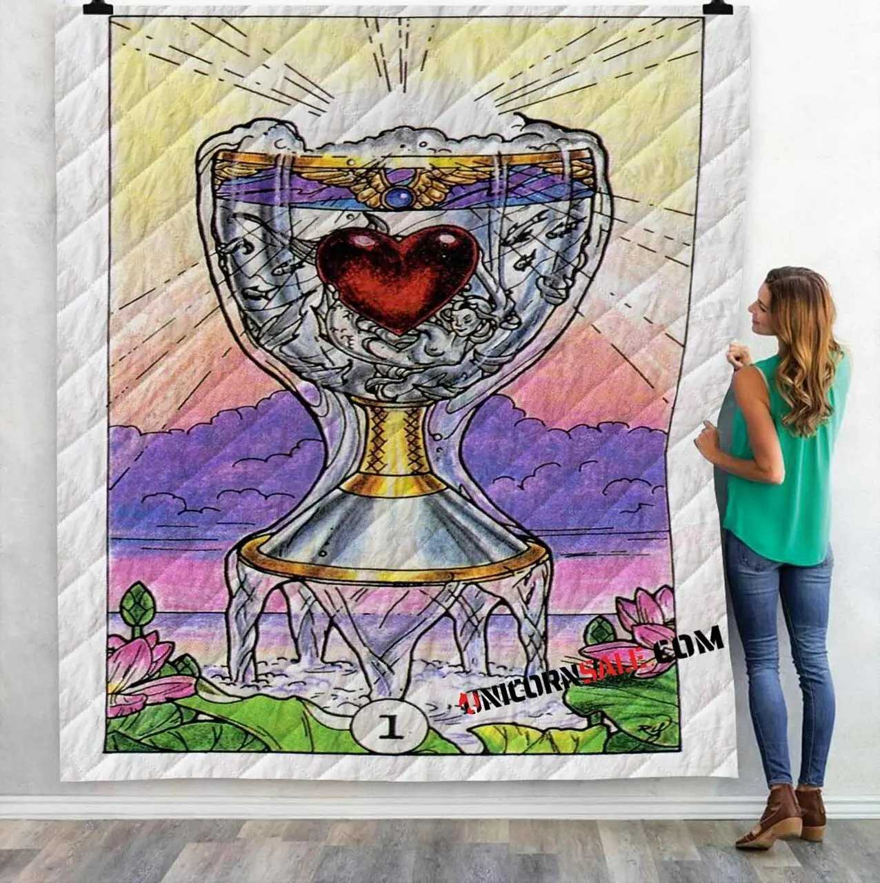 Tarot Card Ace Of Cups 3D Customized Personalized Quilt Blanket and Home Decor