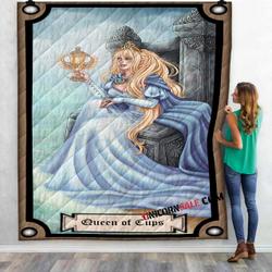 Tarot Card Queen Of Cups 3D Customized Personalized Quilt Blanket and Home Decor