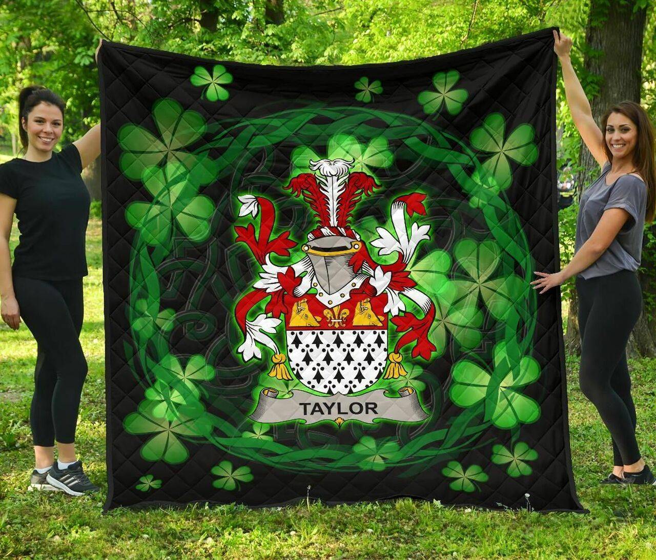 Taylor Ireland Irish Celtic Shamrock Knot Circle JFJ13482 3D Customized Quilt 2707 and Home Decor