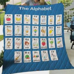 Teacher Alphabet Quilt Blanket Great Customized Blanket Gifts For Birthday Christmas Thanksgiving, FatherS Day and Home Decor