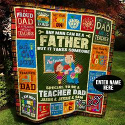 Teacher Dad Personalized Quilt Blanket Bbb100617Sm and Home Decor
