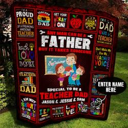 Teacher Dad Personalized Quilt Blanket Bbb100618Sm and Home Decor