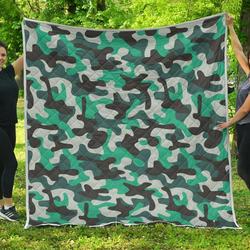 Teal And Black Camouflage Cl17100584Mdq Quilt Blanket and Home Decor