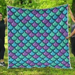Teal Mermaid Scales Cl17100592Mdq Quilt Blanket and Home Decor
