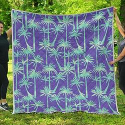 Teal Palm Tree Cl17100594Mdq Quilt Blanket and Home Decor