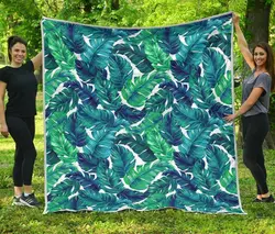 Teal Tropical Leaf Cl17100605Mdq Quilt Blanket and Home Decor