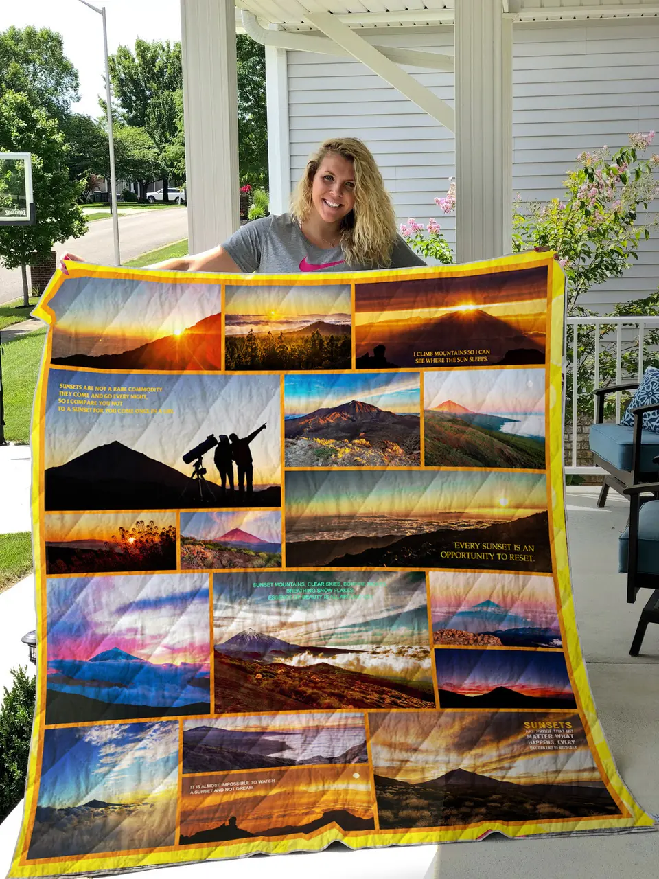 Teide Mountain At Sunset Quilt Blanket and Home Decor
